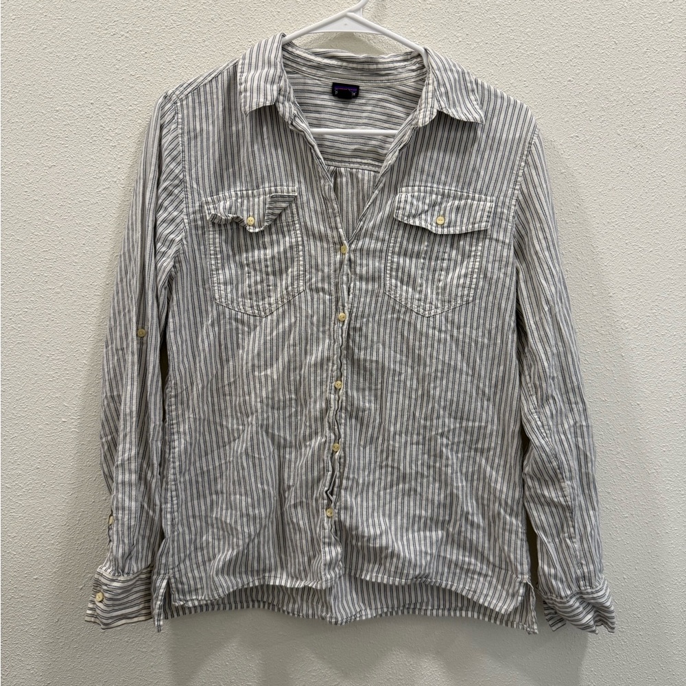 Patagonia women’s organic cotton hemp lightweight button down shirt size medium